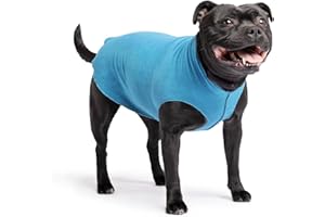 Gold Paw Stretch Fleece Dog Coat, Stretchy Pet Sweater, Machine Washable Pullover for Winter and Fall, Marine Blue, 16