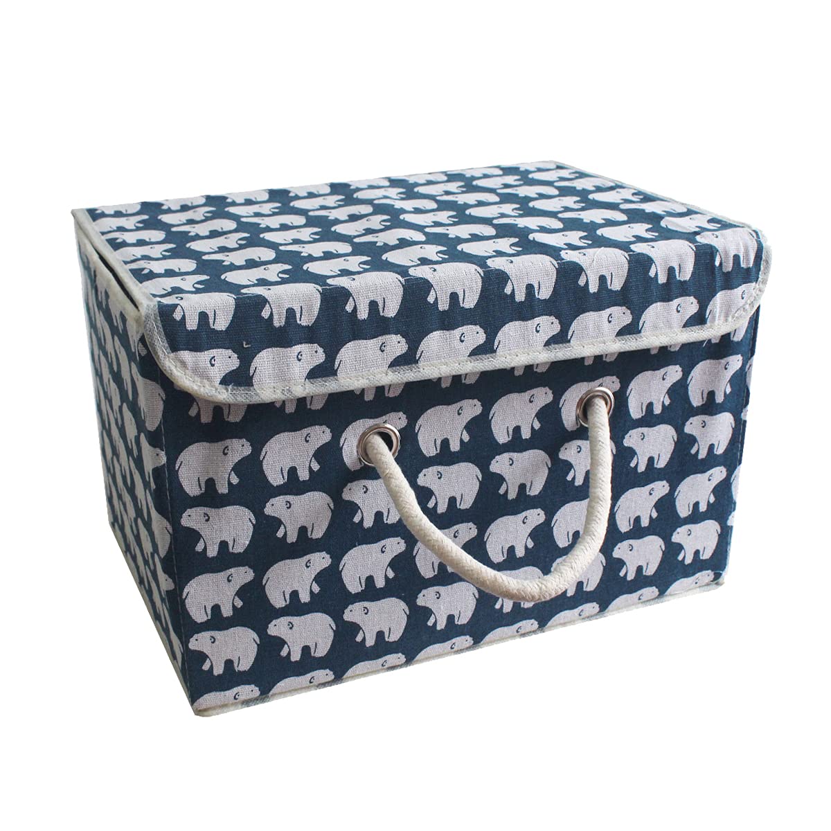 easybuy Storage Boxes Storage Container, Large Capacity Foldable Storage Basket with Handle Cube, Cotton Fabric Storage Compartment with Lids, Laundry Organizer for Clothes/Toys 38 * 25 * 25cm,bear