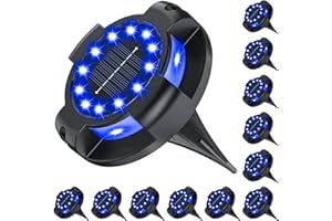 WILUX Solar Pathway Lights Outdoor 12 Packs, Bright Blue 16 LEDs Solar Ground Lights Walkway Lights with Side Light, Waterproof Solar Deck Light for Yard Walkway Garden Poolside Driveway Decorations