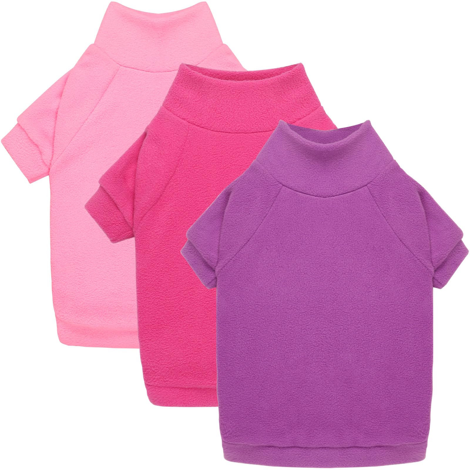 Photo 1 of 3 Pack Dog Sweaters for Large Dogs, Fleece Dog Sweater Large Pet Clothes Turtleneck Soft Warm Sweatshirt Boy Girl Pet(Pink+Hotpink+Purple,XL)