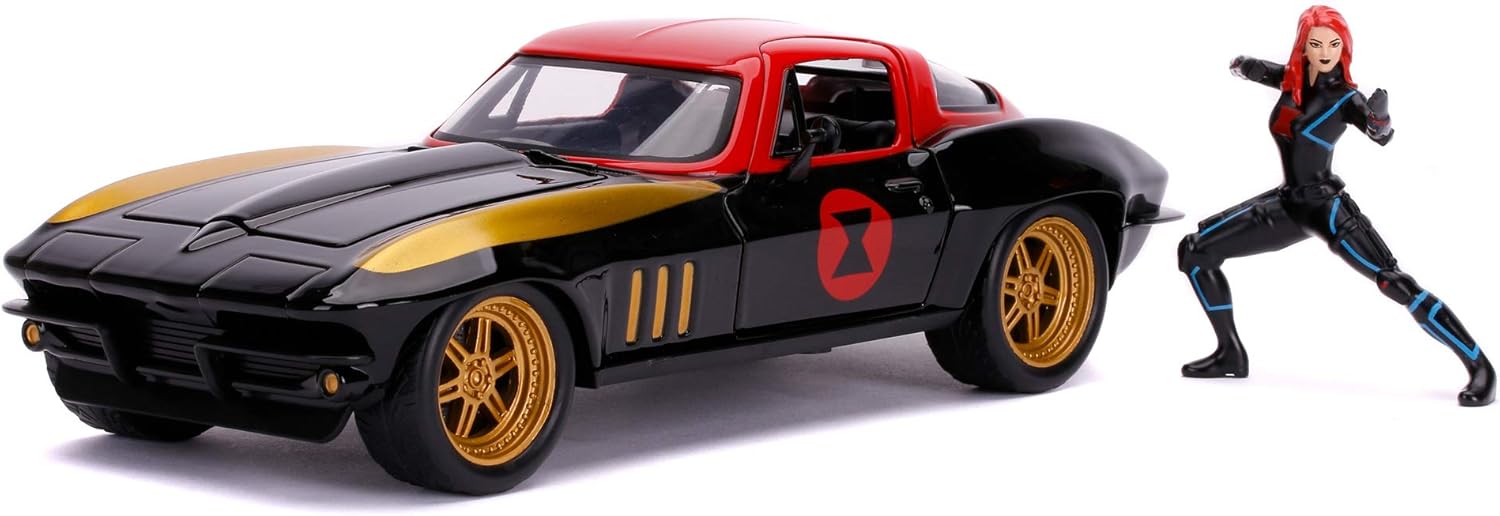 Hollywood Rides - Marvel Black Widow 1966 Chevy 1:24, Multicolor, Small (1:24 scale)