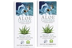 Aloe Cadabra Natural Water Based Personal Lube, Organic Lubricant for Her, Him & Couples, Unscented, 2.5 oz Organic Natural Aloe, 2.5 Ounce (Pack of 2)