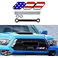 WINUERK Tri-Color Grille Badge Emblem, TRD Grille Decor Badge, 3-Color Upgrade Emblem, Car Decoration Accessories Fit for Tacoma 4Runner Tundra Sequoia Rav4 Highlander (Red Flag)