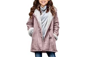 Girls Winter Coats Warm Suede Sherpa Hooded Parka Coats Button Down Fleece Lined Jacket Thermal Overwear Kids Clothes