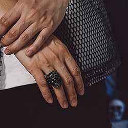 Bandmax Black Skull Ring for Women Men Black Sugar