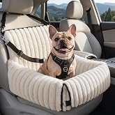 MIXJOY 6-in-1 Dog Car Seat for Small/Medium Dogs up to 23 lbs, Beige | Multi-Functional Travel Dog Car Bed with Detachable Washable Cover, Dog Carrier for Car with Clip-On Safety Leash