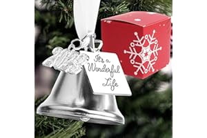 BIGCLOWN Larger Christmas Angel Bell Ornament Angel Wing and Inspired Charm It's a Wonderful Life for 2023 Christmas Tree Decoration with Silk Ribbon & Red Gift Box