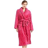 Inner Wish Womens Plush Fleece Robe, Cozy Warm Bathrobe Fuzzy Female Spa Robe With Pockets