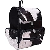 EDGESTYLE Signature Hair-On Cowhide Backpack – Western Diaper Bag & Travel Backpack with Laptop Sleeve, Adjustable Strap, Full-Grain Leather, Designer Black Panda Edition