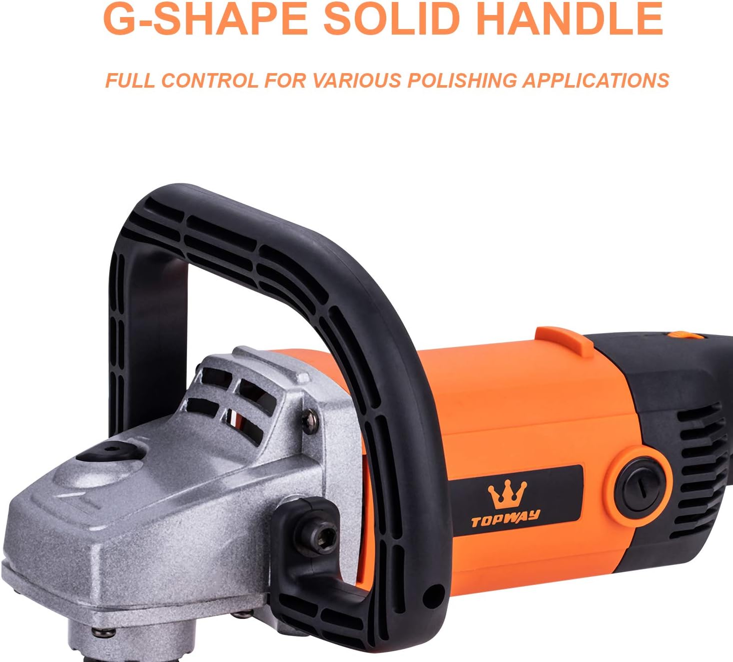 TOPWAY Car Polisher Set 180mm and 150mm Electronic Variable Speed Angle Sander with Accessories, Orange, Budget - Image 4