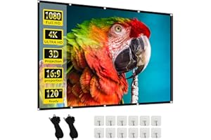 120-Inch 16:9 Portable Projector Screen with Silver Front, lejiada Black Border and Black Backing for Crisp, Bright Images, Easy to Clean and Carry for Home, Outdoors, or Events