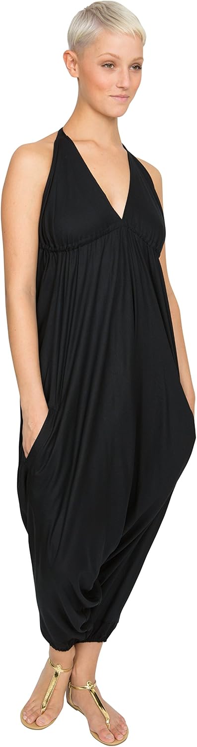 likemary Jumpsuits for Women UK, Harem Jumpsuit All in One, Halter Neck Genie Romper with Pockets - Image 5