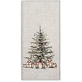 Lengues Vintage Christmas Tree Kitchen Towels, Rustic Christmas Hand Towels, Winter Xmas Dish Tea Towel for Kitchen Decor, Farmhouse Winter Xmas Tree Decorative Hand Towel for Bathroom 16x24inch