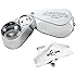 MSLAN 40X Full Metal Illuminated Jewelers Magnifier,Best Pocket Folding Magnifying Glass Jewelers Lens Eye Loupe with LED and UV Light(LED Currency Detecting/Jewelry Identifying Type)