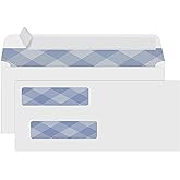 500#8 Self Seal Business Envelopes, PANDRI No.8 Double Window Design for Business and Quickbooks Check(invoice not fit), Documents Secure Mailing - Number 8 Size 3 5/8 X 8 11/16-24LB