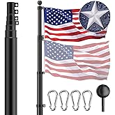 TOCRETOARE Heavy Duty Telescoping Flag Pole Kit, 20 FT 12 Gauge Extra Thick Aluminum Flagpoles for Outside House in Ground, 3x5 Embroidered American Flag for Residential or Commercial Use