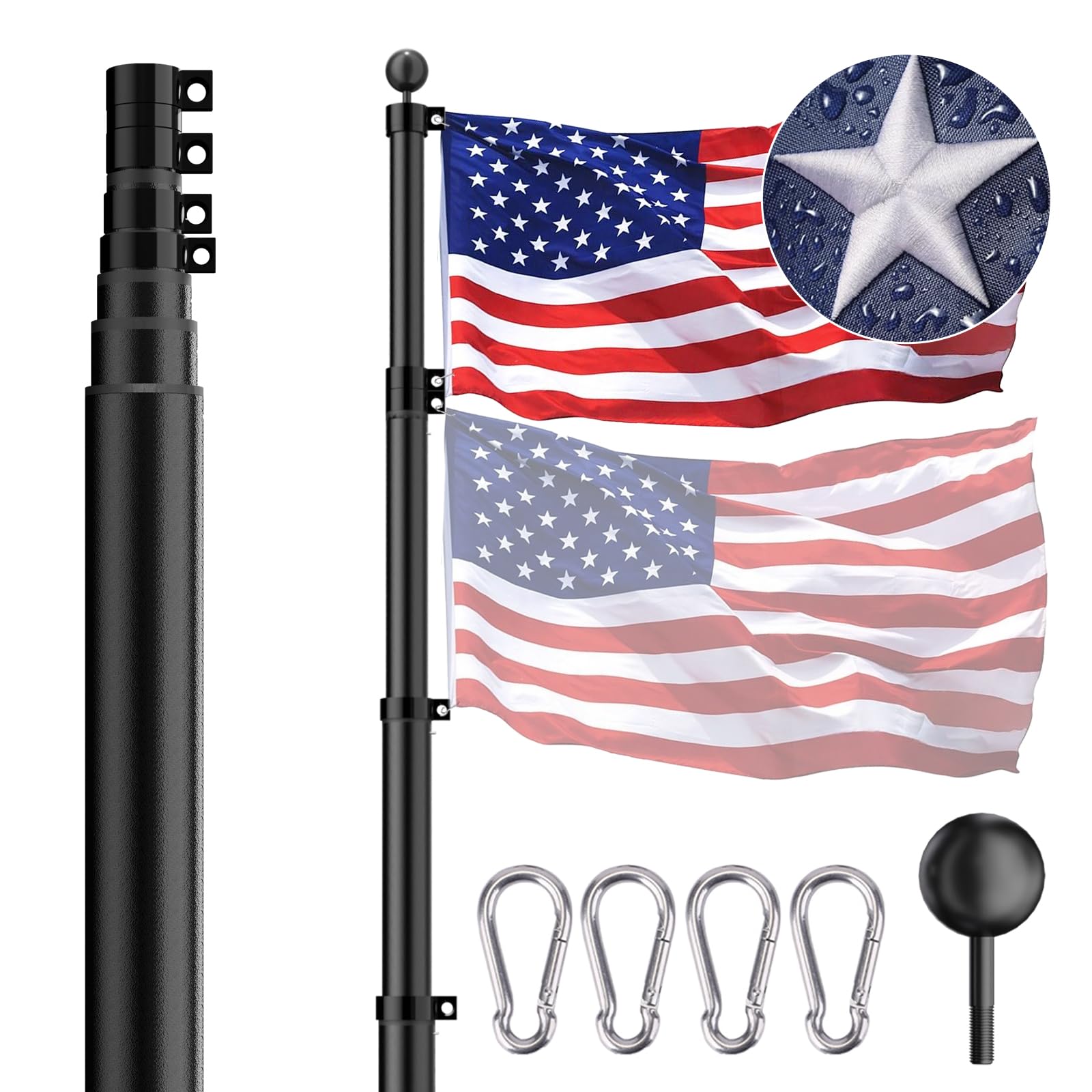 Photo 1 of ***MISSING PARTS***
TOCRETOARE Heavy Duty Telescoping Flag Pole Kit, 25 FT 12 Gauge Extra Thick Aluminum Flagpoles for Outside House in Ground, 3x5 Embroidered American Flag for Residential or Commercial Use