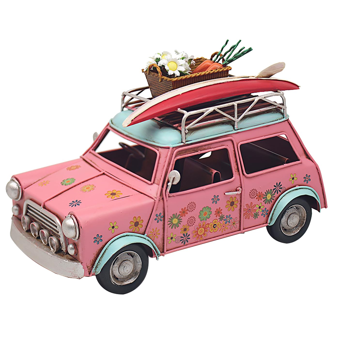 Lesser & Pavey Vintage Car Floral Shelf Ornaments for Vintage Room Decor and Home Decor | Vintage Decorations Gifts for Men & Women | Lovely Decorative Home Accessories