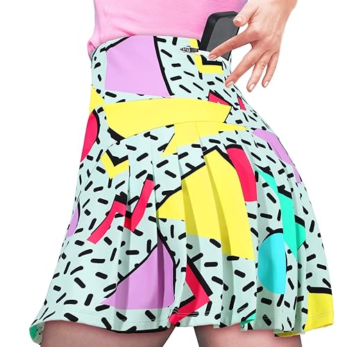 JenPen Retro 80s 90s Tennis Skirt for Women with Pockets High