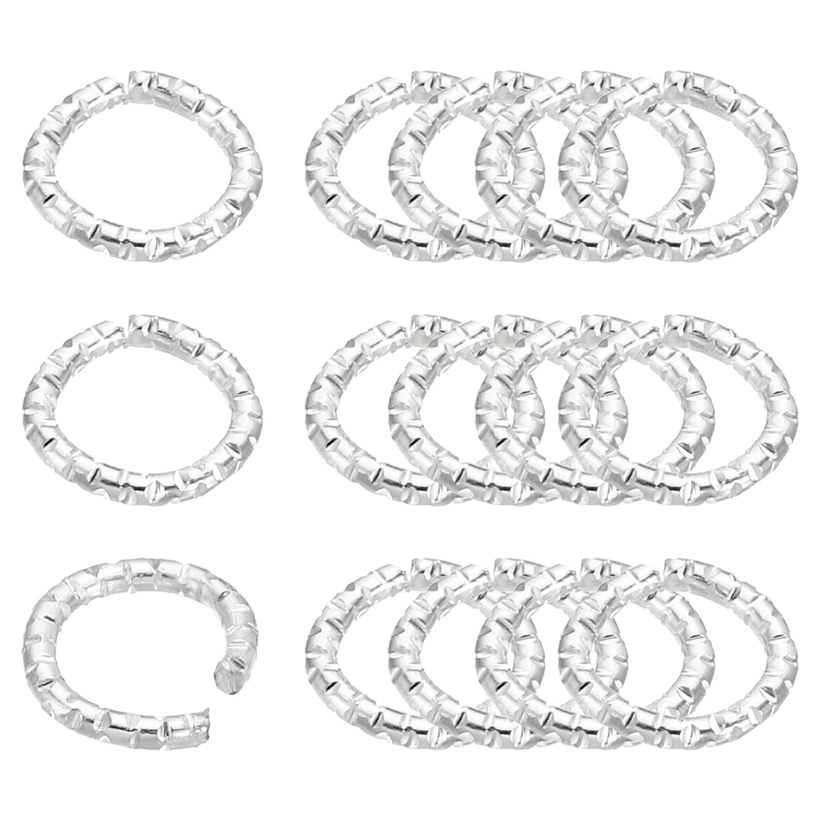 PATIKIL 1.2 x 8mm Wine Glass Charm Ring, 200 Pack Metal Earring Beading Hoop Twisted Open Jump Rings, Silver