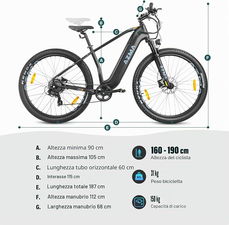 Bici Elettrica, 27.5"/29" Bicicletta Elettrica Uomo Donna, 48V/36V Batteria Rimovibile, Autonomia Fino 100-150, 8 Velocità, Ebike da Per Pendolari Urbani e MTB