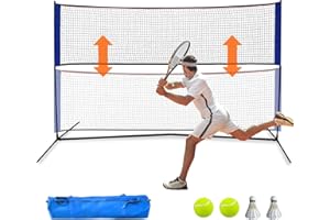 Badminton Net, Foldable Nylon Net, Height Adjustable Stand and Portable Carry Bag, Easy Assemble, Ideal Sports Net for Tennis