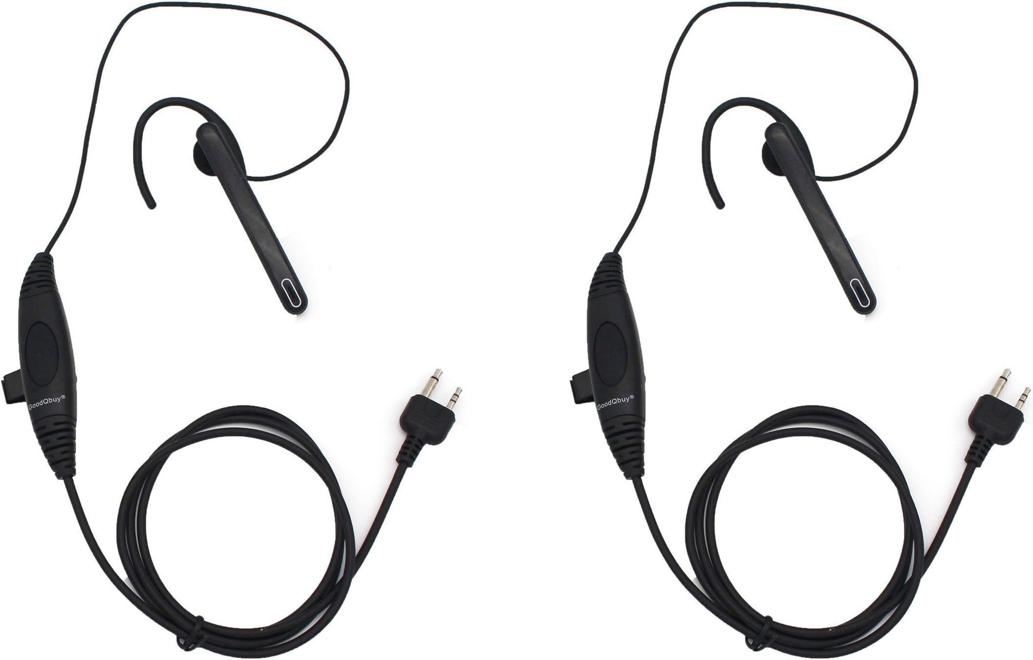 GoodQbuy® Ear Bar Radio Earpiece Mic PTT Walkie Talkie Headset for Midland/Alan Radio GXT250 GXT1000VP4 GXT1050VP4 LXT112 LXT118VP LXT380 LXT500VP3 LXT600VP3 LXT118 XT511 2-pin (Pack of 2)