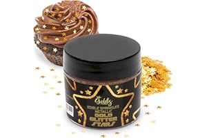 Goldz Edible Star Glitter – Metallic Edible Stars for Cake Decorating, Cake Decorations, Gold Star Sprinkles for, Gold Flakes – Dessert Toppers for Cakes, Cupcakes, Flakes and Cookies, 5grams
