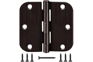 KIW Door Hinge 3 1/2" 12 Pack Rounded Door Hinges Oil Rubbed Bronze 3.5" x 3.5 Inch Hinges for Doors Interior 5/8" Radius Corners Residential Heavy Duty Steel,Reversible Removable Pin Hinge Factory Shop