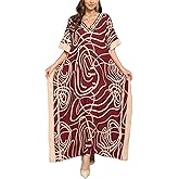 Kaftan Dresses for Women V-Neck Print Swimsuit Cover Up Plus Size Beach Caftan Lounge Dress