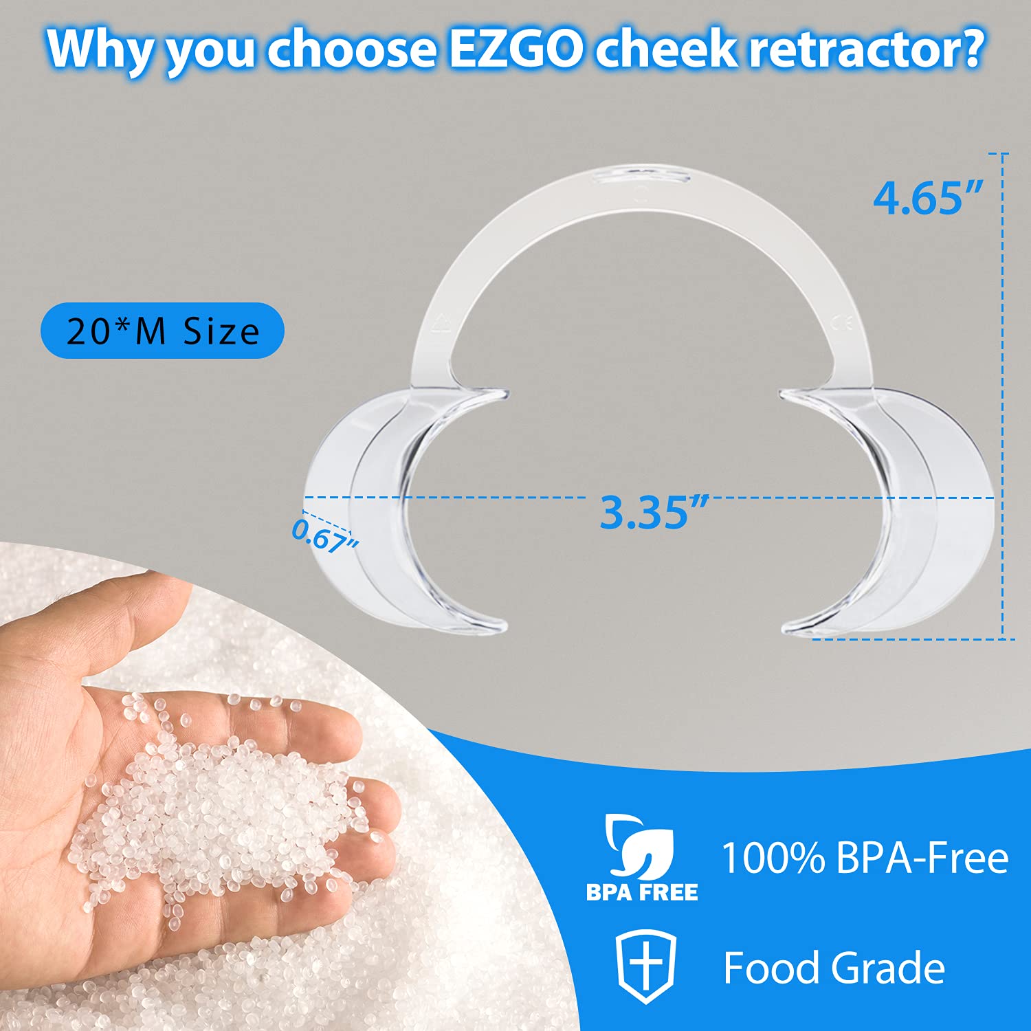 EZGO 20 Pieces (Size M) C-Shape Teeth Whitening Cheek Retractor, Disposable Dental Mouth Opener, Dental Lip Cheek Retractor for Mouthguard Challenge Game