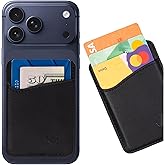 Wallaroo Premium Leather Cell Phone Wallet Stick On - Android and iPhone Wallet and Card Holder for Women and Men - Durable with Non-Slip Lining Secures Up to 3 Cards