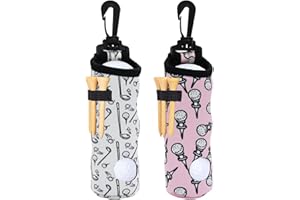 GAG GIFTS Golf Gifts for Women, 2 Pack Golf Ball Tee Holder, Print Golf Ball Carry Bag with Light Weight Hook, Portable Golf 