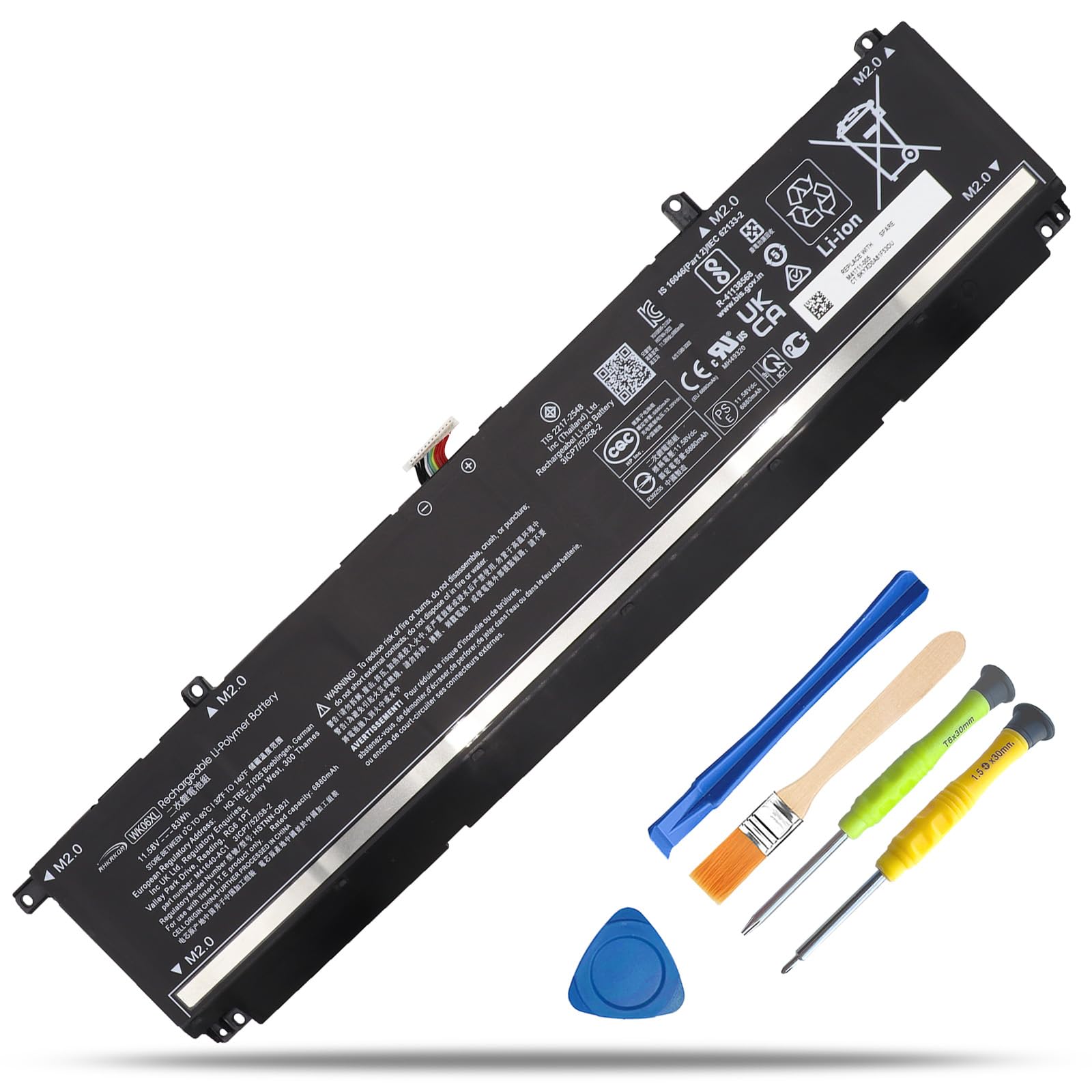 Photo 1 of WK06XL Laptop Battery Replacement for HP Omen 16-b0xxx 16-b0000TX 16-B0047TX 16-C0xxx 16-C0167AX Omen 7 Plus 17-ck0xxx 17-CK0007NV 17T-CK100 Series M41640-AC1 M41640-CD1 M41711-005 11.58V 83Wh