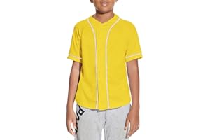 BAICAIYU Kids Baseball Jersey Solid Button Down Shirts Sports Uniform for Boy Girl Softball Jersey Hip Hop Short Sleeve