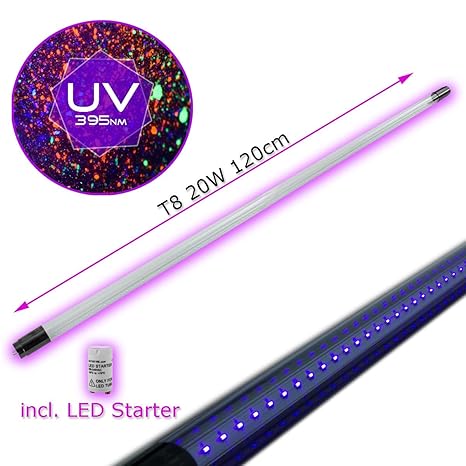 UV LED Schwarzlichtröhre - T8 - für Fassungen mit konventionellem Ballast - Blacklight mit 395nm Wellenlänge - bruchsichere K
