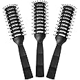 Patelai 3 Pieces Vent Hair Brush for Men Women Black Plastic Styling Hair Brush Anti static Bristles for Wet Short Curly Straight Hair Blow Drying Quickly