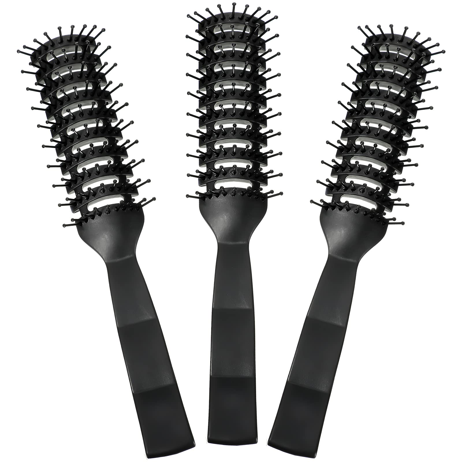 Photo 1 of Patelai 3 Pieces Vent Hair Brush for Women Men Black Styling Hair Brush Anti Static Bristles for Wet Short Curly Straight Hair Blow Drying Quickly