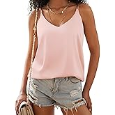 Ekouaer Womens 2-Pack Silk Satin Camisole Tank Top V Neck Sexy Cross Back Spaghetti Strap Cami Sleeveless Lounge Tops S-XXL