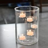 Glass Cylinder Hurricane Candle Holder for Tea Light Pillar Candle Holders Table Centerpiece, Clear Decorative Geometric Cand