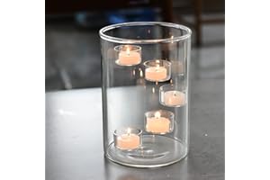BIGSEE Glass Cylinder Hurricane Candle Holder for Tea Light Pillar Candle Holders Table Centerpiece, Clear Decorative Geometric Candle Holder for Wedding, Party(No.02)