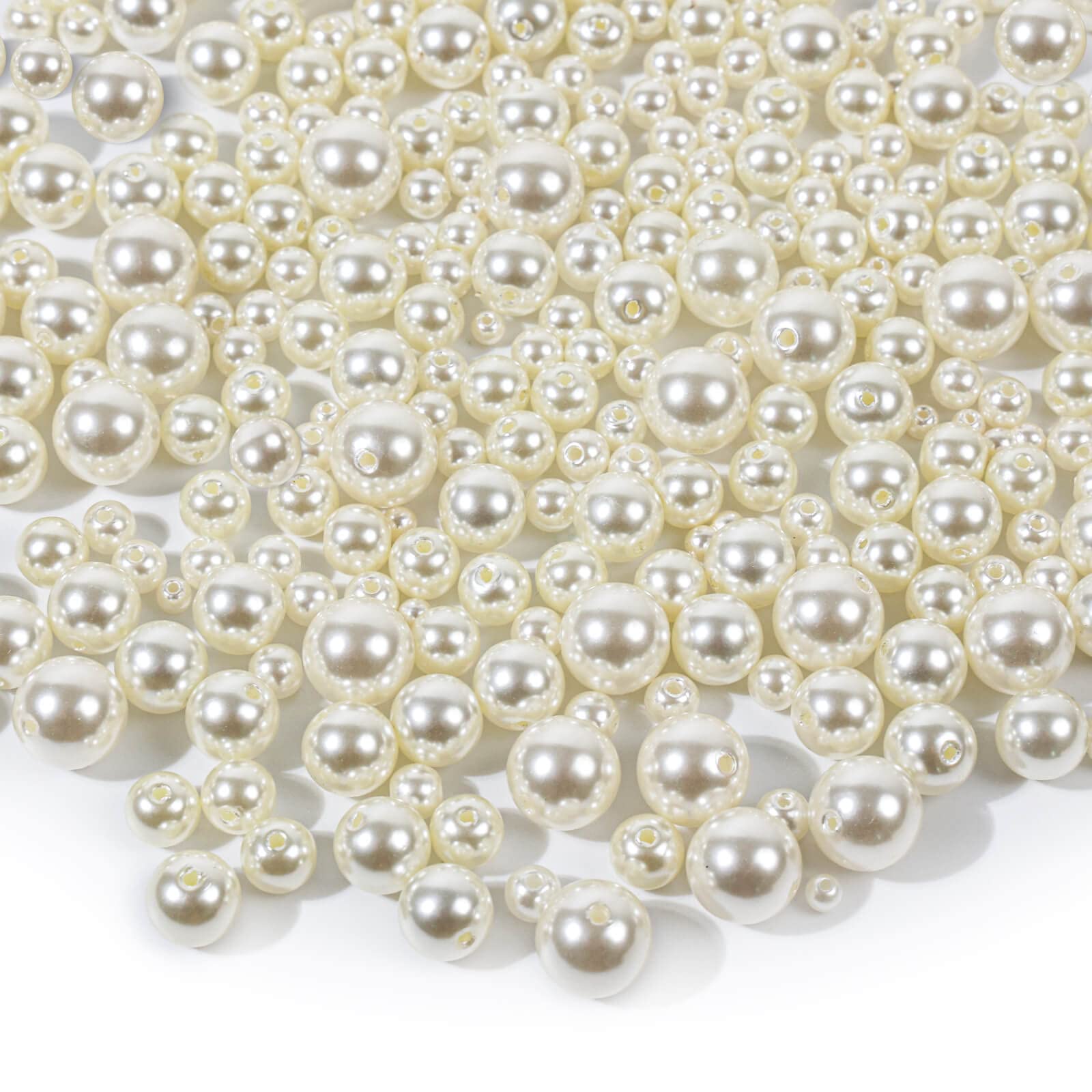 Pearl Beads, Anezus 800pcs Ivory Pearl Craft Beads Loose Pearls for Jewelry Making, Crafts, Decoration and Vase Filler (Assorted Sizes)