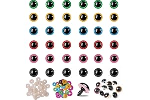Nelytiya Safety Eyes 60pcs Plastic Safety Eyes,18mm Glitter Craft Doll Eyes with Washers for Plush Animal Crochet Bear Toys Crafts Making Stuffed Animal Eyes for Crochet Animals Doll Making Supplies