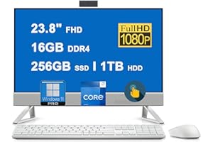 Dell Inspiron 24 5420 All-in-One Desktop | 23.8" FHD AIT Touchscreen | Intel 10-core i7-1355U | 16GB DDR4 256GB SSD + 1TB HDD | USB-C HDMI Waves MaxxAudio Pro Pop-up FHD RGB Camera Win11Pro White