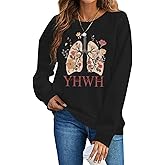 Migxsaf Christian Jesus Sweatshirts for Women YHWH God Bible Verse Sweatshirt Faith Long Sleeve Shirts Religious Pullover