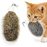 ZAYLUMO 2 Pack Natural Rabbit Fur Cat Toy Refills &ndash; Silent Interactive Cat Toys for Indoor Cats, Handmade Replacement Heads with Secure Connector for Cat Wand Toys