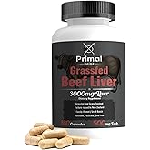 Primal Being Grassfed Beef Liver - 3000mg Freeze Dried Capsules - Pasture Raised in New Zealand - Natural Beef Organ Supplement - Liver Supplement for Energy and Wellness - 180 Count