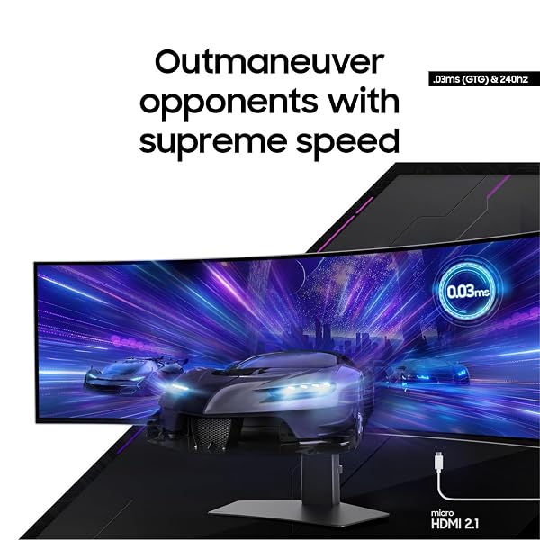 SAMSUNG 49″ ODYSSEY OLED G9 (G95SC) SERIES CURVED SMART GAMING MONITOR W QD-OLED, 240HZ, 0.03MS, AMD FREESTYLE PREMIUM PRO, G-SYNC COMPATIBLE, DUAL QHD, NEO QUANTUM PROCESSOR PRO, LS49CG954SNXZA, 2023