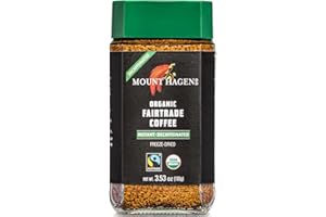 Mount Hagen 3.53oz Organic Freeze Dried Instant Decaf Coffee | Eco-friendly, Fair-Trade Decaffeinated Coffee Made From Organic Medium Roast Arabica Beans [3.53oz Jar]