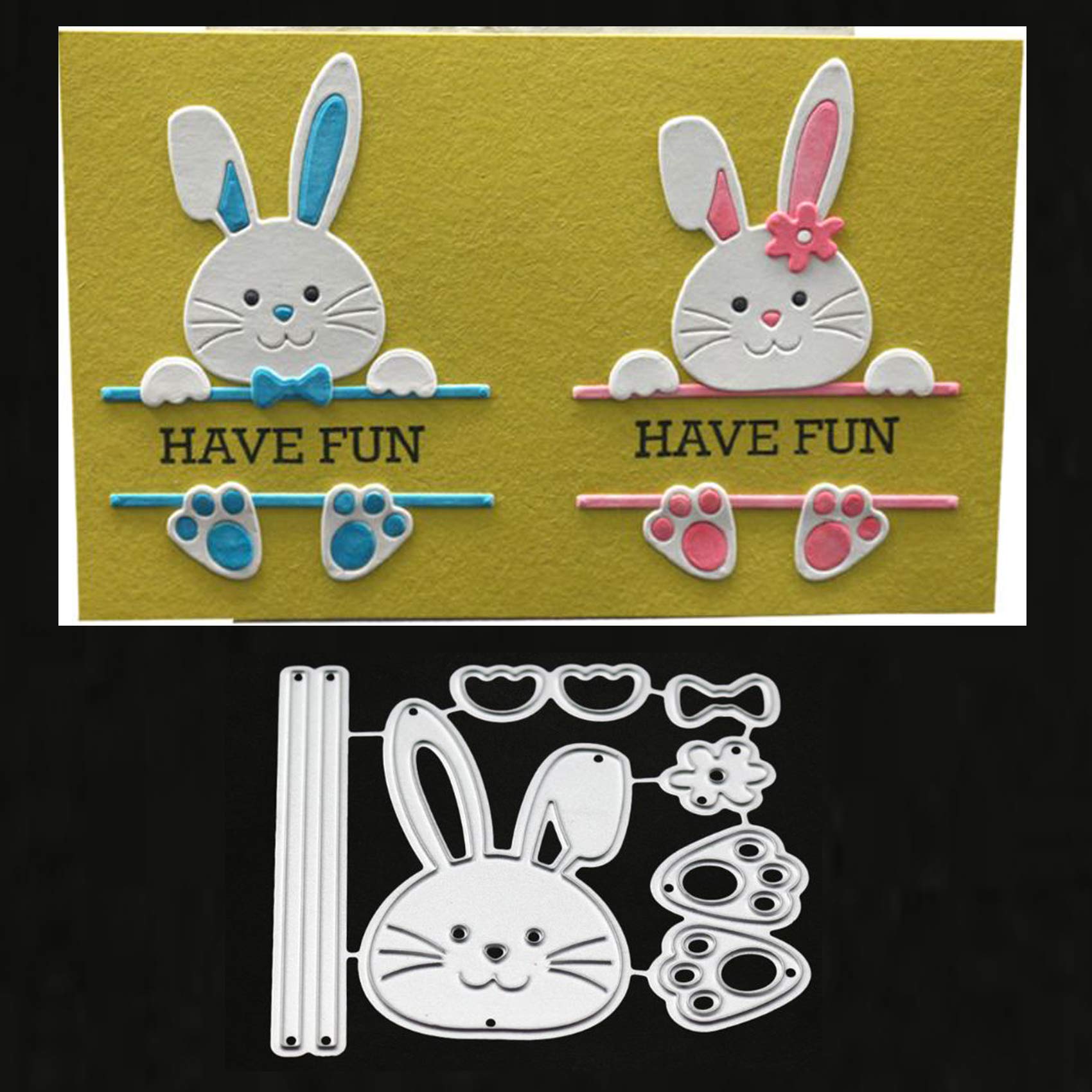 Bow Rabbit Metal Die Cuts, Easter Rabbit Bowtie Bow Cutting Dies Cut Stencils for DIY Scrapbooking Album Decorative Embossing Paper Dies Card Making